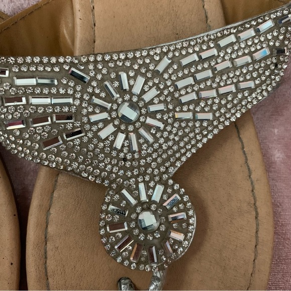 Silver Bejeweled Flip Flops, size 9 - Picture 2 of 8